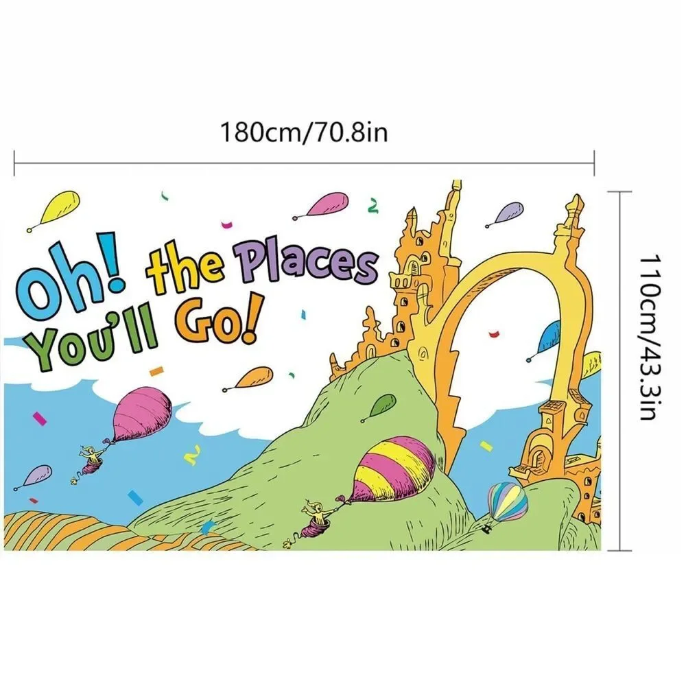 Oh The Places You’ll Go Backdrop For Birthday Parties or Bedroom Decor